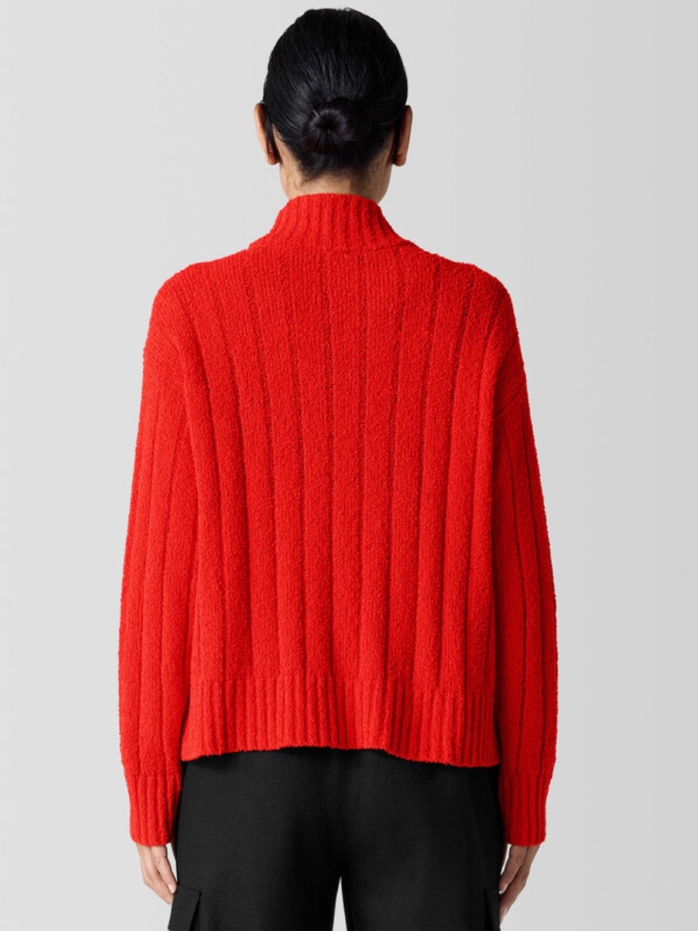 Eileen Fisher Cotton Fluff Rib Turtleneck Top Red Size Large NWOT - Picture 2 of 8